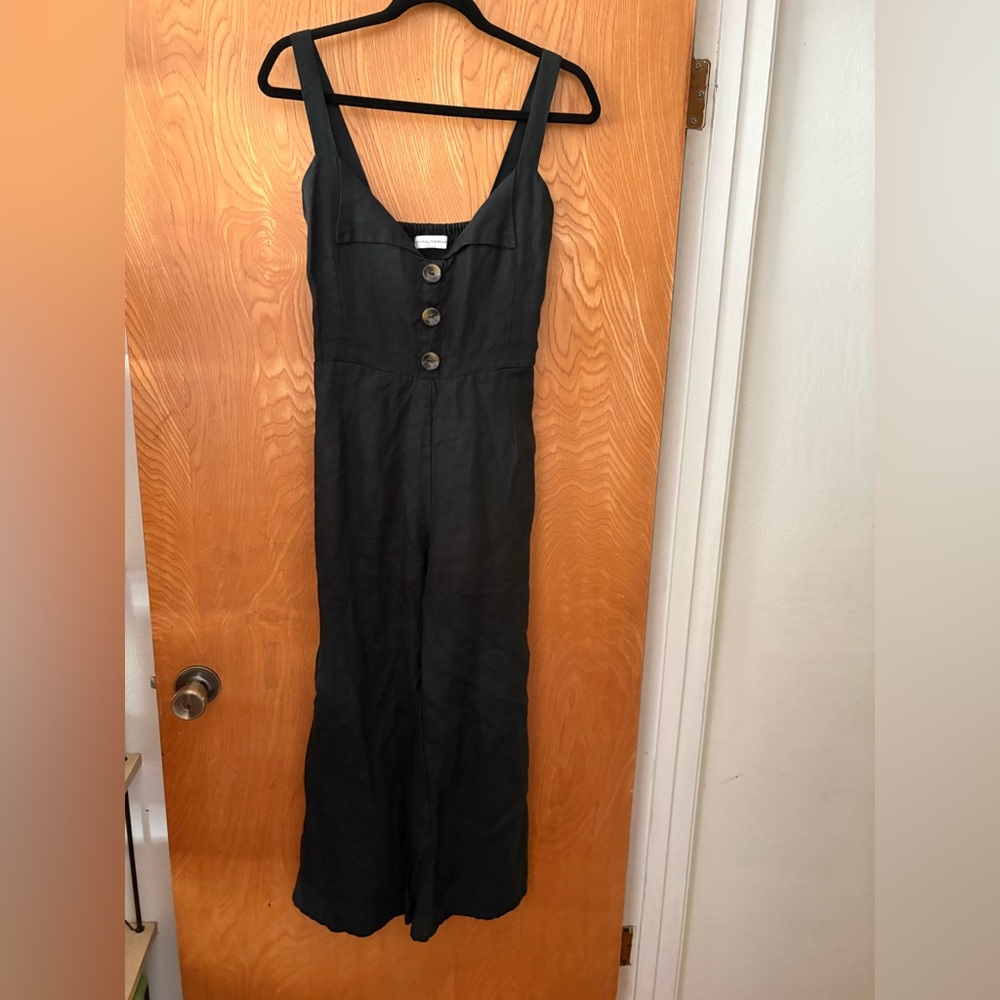Faithfull the Brand Black linen Jumpsuit with Button Detail M - Picture 2 of 11